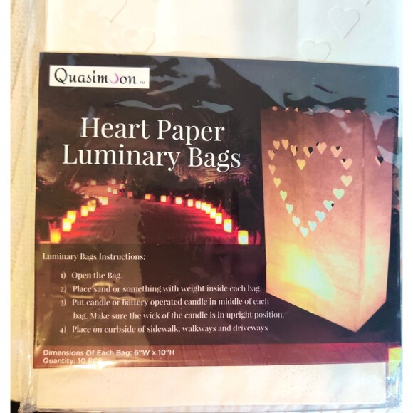 White Paper Luminary Bags, 30 Pcs 2 Butterfly, 1 Heart Flame Resistant Bags - Picture 3 of 8